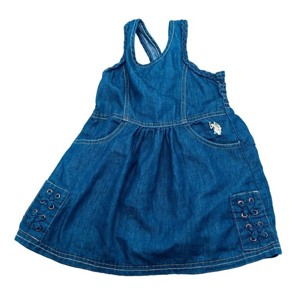 U.S. Polo Assn. Navy blue jeans jumper braided edging at arms 2 front 24m READ - Picture 1 of 7